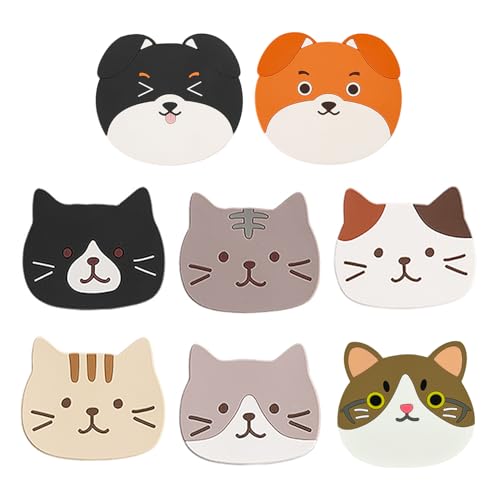 RELKLYU 6 Stücke Kätzchen Untersetzer Und 2 Teile Welpen-Untersetzer, Cartoon Silicon Coasters, Nicht-Rutsch-Untersetzer, Thermische Isolations-Untersetzer, Niedliche Tierische Untersetzer. RELKLYU 6 Stücke Kätzchen Untersetzer Und 2 Teile Welpen-Untersetzer, Cartoon Silicon Coasters, Nicht-Rutsch-Untersetzer, Thermische Isolations-Untersetzer, Niedliche Tierische Untersetzer. von RELKLYU