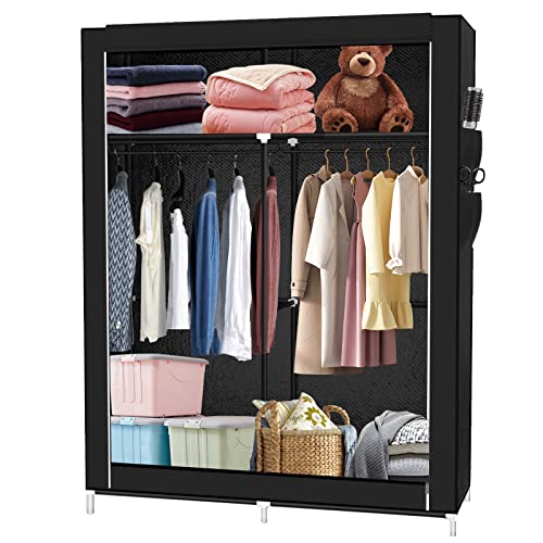 RELOVE Faltbarer Aufbewahrungsschrank, Kleiderschrank, Textil, aus Vliesstoff, mit Reißverschluss – Kleiderschrank, Campingschrank (105 x 45 x 170 cm) von RELOVE