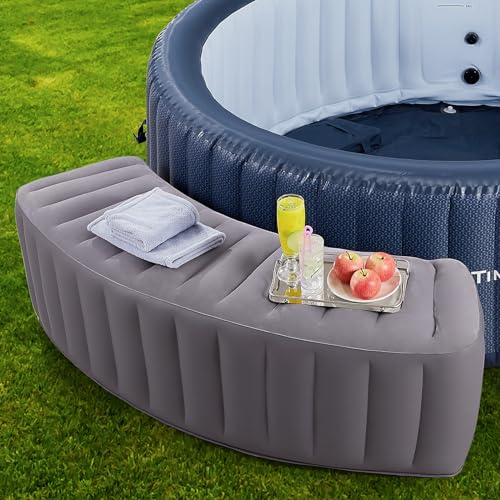 Aufblasbare Spa-Umrandung Whirlpool Step Spa Beistelltisch Outdoor Tragbares Poolzubehör Hof Home Garten Terrasse Rasen Hinterhof Badewanne Universal Gebogene Trittstufe von RELXTIME