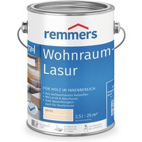 Wohnraum-Lasur weiß, 2,5 Liter, Holzlasur innen, für Möbel, Böden, Innentüren und Treppen geeignet, mit Abperleffekt - weiß - Remmers von REMMERS