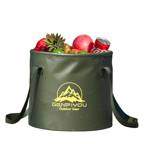 REMMUSSS 9.5L Faltbarer Eimer, Falteimer Aus Langlebigem Planen Gewebe Tragbarer Campingeimer mit Griff, Robust und Auslaufsicher, für Reisen Wandern Angeln Bootfahren Gartenarbeit Party Autowäsche von REMMUSSS
