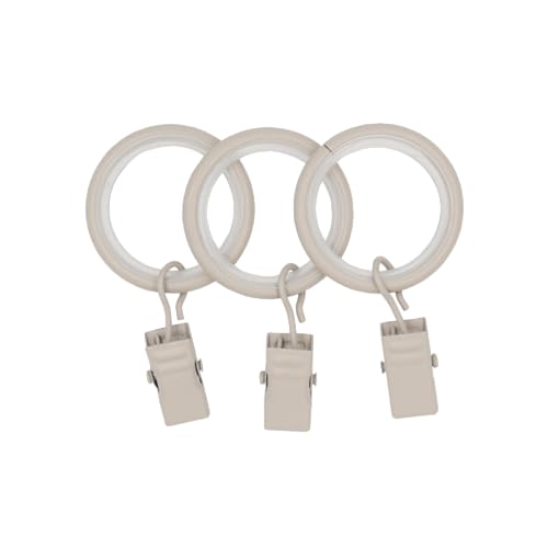 RENA Gardinenringe Vorhangringe mit Clips - Set 10 Stück - Gardinenklammern Leise - 19/16 mm - Metall Beige RENA Gardinenringe Vorhangringe mit Clips - Set 10 Stück - Gardinenklammern Leise - 19/16 mm - Metall Beige von RENA