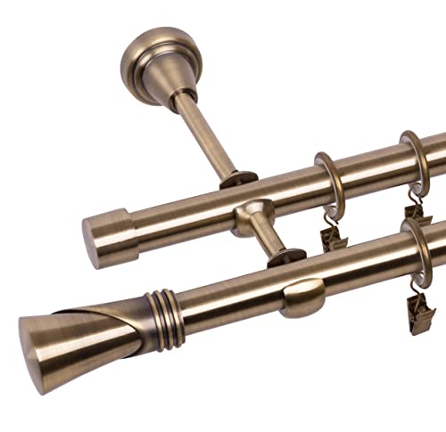 RENA Gardinenstange 19/19 mm Vorhangstange 2-läufig| Metall Elegante klassische Gardinenstange mit geräuscharmen Rollen | Inklusive Montagezubehörset | Antik Gold 260cm |Duncan RENA Gardinenstange 19/19 mm Vorhangstange 2-läufig| Metall Elegante klassische Gardinenstange mit geräuscharmen Rollen | Inklusive Montagezubehörset | Antik Gold 260cm |Duncan von RENA