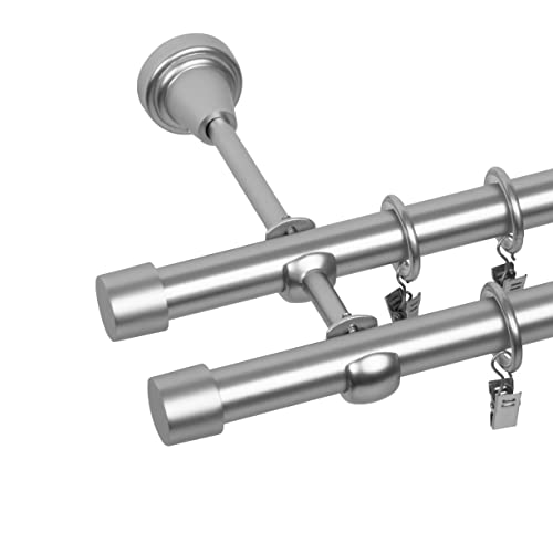 RENA Gardinenstange 19/19 mm Vorhangstange 2-läufig| Metall Elegante klassische Gardinenstange mit geräuscharmen Rollen | Inklusive Montagezubehörset | Chrom Matt 180cm |Luna RENA Gardinenstange 19/19 mm Vorhangstange 2-läufig| Metall Elegante klassische Gardinenstange mit geräuscharmen Rollen | Inklusive Montagezubehörset | Chrom Matt 180cm |Luna von RENA