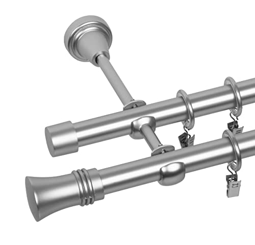 RENA Gardinenstange 19/19 mm Vorhangstange 2-läufig| Metall Elegante klassische Gardinenstange mit geräuscharmen Rollen | Inklusive Montagezubehörset | Chrom Matt 180cm |Prince RENA Gardinenstange 19/19 mm Vorhangstange 2-läufig| Metall Elegante klassische Gardinenstange mit geräuscharmen Rollen | Inklusive Montagezubehörset | Chrom Matt 180cm |Prince von RENA