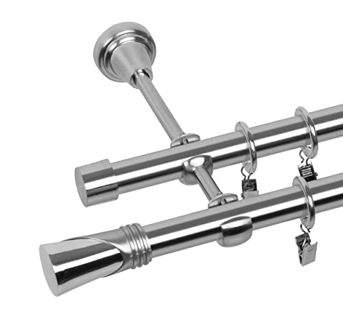 RENA Gardinenstange 19/19 mm Vorhangstange 2-läufig Metall Elegante klassische Gardinenstange mit geräuscharmen Rollen Inklusive Montagezubehörset Edestahl Optik 220cm Duncan RENA Gardinenstange 19/19 mm Vorhangstange 2-läufig Metall Elegante klassische Gardinenstange mit geräuscharmen Rollen Inklusive Montagezubehörset Edestahl Optik 220cm Duncan von RENA