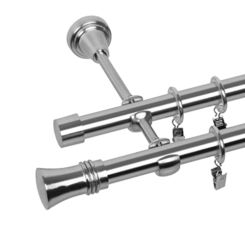 RENA Gardinenstange 19/19 mm Vorhangstange 2-läufig Metall Elegante klassische Gardinenstange mit geräuscharmen Rollen Inklusive Montagezubehörset Edestahl Optik 220cm Prince RENA Gardinenstange 19/19 mm Vorhangstange 2-läufig Metall Elegante klassische Gardinenstange mit geräuscharmen Rollen Inklusive Montagezubehörset Edestahl Optik 220cm Prince von RENA