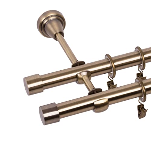 RENA Gardinenstange 19/19 mm Vorhangstange 2-läufig| Metall Elegante klassische Gardinenstange mit geräuscharmen Rollen | Inklusive Montagezubehörset | Antik Gold 240cm |Luna RENA Gardinenstange 19/19 mm Vorhangstange 2-läufig| Metall Elegante klassische Gardinenstange mit geräuscharmen Rollen | Inklusive Montagezubehörset | Antik Gold 240cm |Luna von RENA