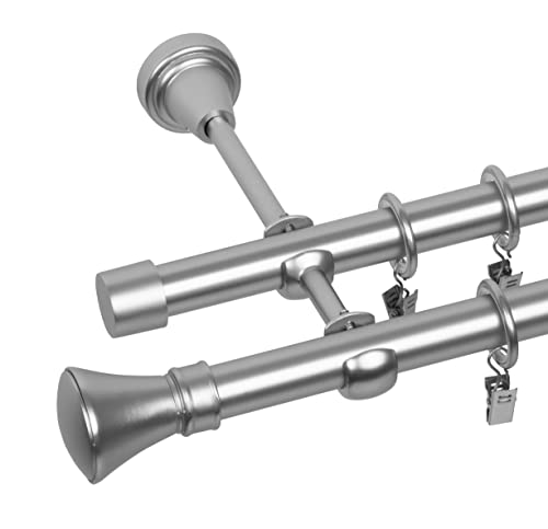 RENA Gardinenstange 19/19 mm Vorhangstange 2-läufig| Metall Elegante klassische Gardinenstange mit geräuscharmen Rollen | Inklusive Montagezubehörset | Chrom Matt 140cm |Monako RENA Gardinenstange 19/19 mm Vorhangstange 2-läufig| Metall Elegante klassische Gardinenstange mit geräuscharmen Rollen | Inklusive Montagezubehörset | Chrom Matt 140cm |Monako von RENA