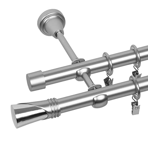 RENA Gardinenstange 19/19 mm Vorhangstange 2-läufig| Metall Elegante klassische Gardinenstange mit geräuscharmen Rollen | Inklusive Montagezubehörset | Chrom Matt 300cm |Duncan RENA Gardinenstange 19/19 mm Vorhangstange 2-läufig| Metall Elegante klassische Gardinenstange mit geräuscharmen Rollen | Inklusive Montagezubehörset | Chrom Matt 300cm |Duncan von RENA