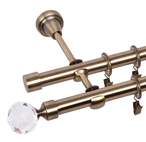 RENA Gardinenstange 19/19 mm Vorhangstange 2läufig Metall Elegante klassische Gardinenstange mit geräuscharmen Rollen | Inklusive Montagezubehörset | Antik Gold 400cm |BELLuna RENA Gardinenstange 19/19 mm Vorhangstange 2läufig Metall Elegante klassische Gardinenstange mit geräuscharmen Rollen | Inklusive Montagezubehörset | Antik Gold 400cm |BELLuna von RENA