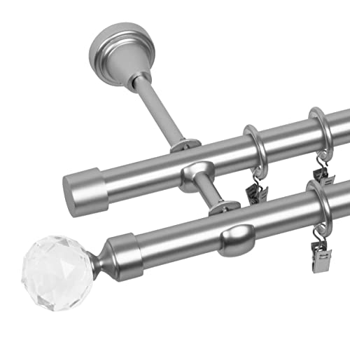 RENA Gardinenstange 19/19 mm Vorhangstange 2läufig Metall Elegante klassische Gardinenstange mit geräuscharmen Rollen | Inklusive Montagezubehörset | Chrom Matt 200cm |BELLuna RENA Gardinenstange 19/19 mm Vorhangstange 2läufig Metall Elegante klassische Gardinenstange mit geräuscharmen Rollen | Inklusive Montagezubehörset | Chrom Matt 200cm |BELLuna von RENA