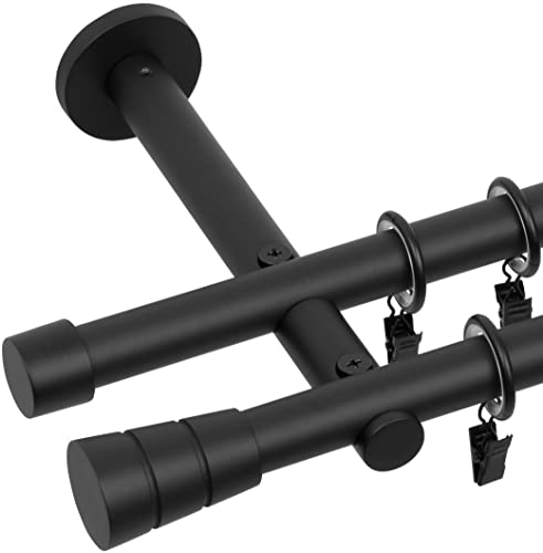 RENA Gardinenstange 19/19 mm Vorhangstange 2läufig Metall Elegante klassische Gardinenstange mit geräuscharmen Rollen | Inklusive Montagezubehörset | Schwarz Matt 200cm |Basic RENA Gardinenstange 19/19 mm Vorhangstange 2läufig Metall Elegante klassische Gardinenstange mit geräuscharmen Rollen | Inklusive Montagezubehörset | Schwarz Matt 200cm |Basic von RENA