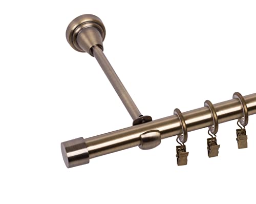 RENA Gardinenstange 19 mm Einfach | Metall-Einzelgardinenstange | Elegante klassische Gardinenstange mit geräuscharmen Rollen | Inklusive Montagezubehörset | Antik Gold 120cm |Luna RENA Gardinenstange 19 mm Einfach | Metall-Einzelgardinenstange | Elegante klassische Gardinenstange mit geräuscharmen Rollen | Inklusive Montagezubehörset | Antik Gold 120cm |Luna von RENA