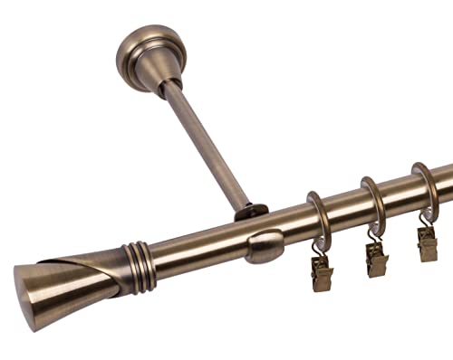 RENA Gardinenstange 19 mm Einfach | Metall-Einzelgardinenstange | Elegante klassische Gardinenstange mit geräuscharmen Rollen | Inklusive Montagezubehörset | Antik Gold 160cm |Duncan RENA Gardinenstange 19 mm Einfach | Metall-Einzelgardinenstange | Elegante klassische Gardinenstange mit geräuscharmen Rollen | Inklusive Montagezubehörset | Antik Gold 160cm |Duncan von RENA