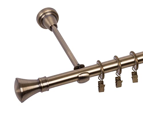 RENA Gardinenstange 19 mm Einfach | Metall-Einzelgardinenstange | Elegante klassische Gardinenstange mit geräuscharmen Rollen | Inklusive Montagezubehörset | Antik Gold 300cm |Monako RENA Gardinenstange 19 mm Einfach | Metall-Einzelgardinenstange | Elegante klassische Gardinenstange mit geräuscharmen Rollen | Inklusive Montagezubehörset | Antik Gold 300cm |Monako von RENA
