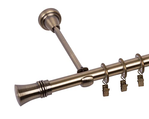 RENA Gardinenstange 19 mm Einfach | Metall-Einzelgardinenstange | Elegante klassische Gardinenstange mit geräuscharmen Rollen | Inklusive Montagezubehörset | Antik Gold 340cm |Prince von RENA