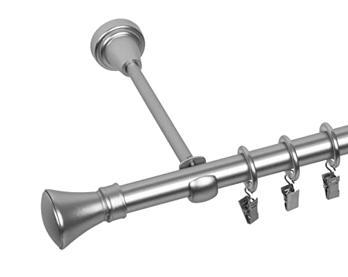 RENA Gardinenstange 19 mm Einfach | Metall-Einzelgardinenstange | Elegante klassische Gardinenstange mit geräuscharmen Rollen | Inklusive Montagezubehörset | Chrom Matt 120cm |Monako RENA Gardinenstange 19 mm Einfach | Metall-Einzelgardinenstange | Elegante klassische Gardinenstange mit geräuscharmen Rollen | Inklusive Montagezubehörset | Chrom Matt 120cm |Monako von RENA