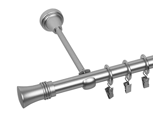 RENA Gardinenstange 19 mm Einfach | Metall-Einzelgardinenstange | Elegante klassische Gardinenstange mit geräuscharmen Rollen | Inklusive Montagezubehörset | Chrom Matt 160cm |Prince RENA Gardinenstange 19 mm Einfach | Metall-Einzelgardinenstange | Elegante klassische Gardinenstange mit geräuscharmen Rollen | Inklusive Montagezubehörset | Chrom Matt 160cm |Prince von RENA