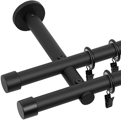 RENA Gardinenstange 19/19 mm Vorhangstange 2-läufig| Metall Elegante klassische Gardinenstange mit geräuscharmen Rollen | Inklusive Montagezubehörset | Schwarz Matt 180cm |Luna RENA Gardinenstange 19/19 mm Vorhangstange 2-läufig| Metall Elegante klassische Gardinenstange mit geräuscharmen Rollen | Inklusive Montagezubehörset | Schwarz Matt 180cm |Luna von RENA