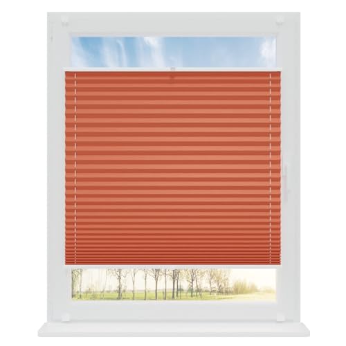 RENA Plissee ohne Bohren Rollos für Fenster | Faltrollos für Fenster & Tür | Plisseerollo nach Maß Verdunkelung | Fenster Rollos für Innen | Jalousie Granatapfel 55x80 cm von RENA