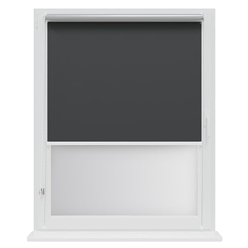 RENA Thermorollo Ohne Bohren Verdunklungsrollo Rollos für Fenster für Innen Klemmrollos Fensterrollo Verdunklung Sichtschutz Sonnenschutz Maßgeschneidertes Rollo Graphit Silber 56x150cm von RENA