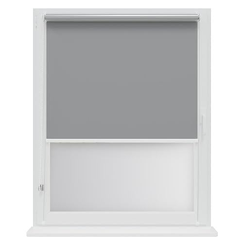 RENA Thermorollo Ohne Bohren Verdunklungsrollo Rollos für Fenster für Innen Klemmrollos Fensterrollo Verdunklung Sichtschutz Sonnenschutz Maßgeschneidertes Rollo Silbergrau 100x150 cm von RENA