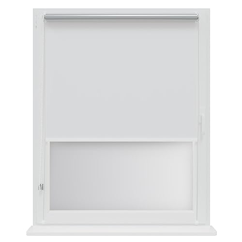 RENA Thermorollo Ohne Bohren Verdunklungsrollo Rollos für Fenster für Innen Klemmrollos Fensterrollo Verdunklung Sichtschutz Sonnenschutz Maßgeschneidertes Rollo Weiß Silber 100x150cm von RENA