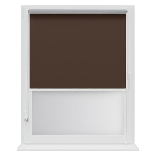 RENA Thermorollo Ohne Bohren Verdunklungsrollo Rollos für Fenster für Innen Klemmrollos Fensterrollo Verdunklung Sichtschutz Sonnenschutz Maßgeschneidertes Rollo Wenge Silber 140x150cm von RENA