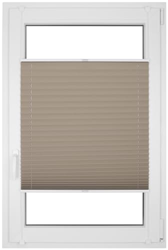RENA Verdunklungsplissee ohne Bohren Plissee Blickdicht Fenster Balkonfenster Balkontür Verdunkelung Sichtschutz Sonnenschutz Innen Plissé Tan 50x140 cm von RENA