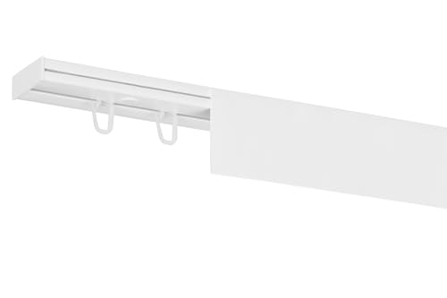 RENA Vorhangschiene 1-Läufig Gardinenschiene aus Kunststoff Vorhang-Deckenschiene mit Abdeckung und Überklipshaken Gardinenleiste Gardinenstange Gardinen Vorhänge für Deckenmontage Weiß 230cm von RENA