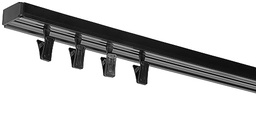 RENA Vorhangschiene 1-Läufig Gardinenschiene aus Kunststoff Vorhang-Deckenschiene mit Überklipshaken Gardinenleiste Gardinenstange Gardinen Vorhänge für Deckenmontage Schwarz 250cm RENA Vorhangschiene 1-Läufig Gardinenschiene aus Kunststoff Vorhang-Deckenschiene mit Überklipshaken Gardinenleiste Gardinenstange Gardinen Vorhänge für Deckenmontage Schwarz 250cm von RENA