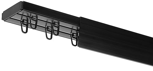 RENA Vorhangschiene 2-läufig Gardinenschiene aus Kunststoff Vorhang-Deckenschiene mit Abdeckung und Überklipshaken Gardinenleiste Gardinenstange Gardinen Vorhänge für Deckenmontage Schwarz 130cm RENA Vorhangschiene 2-läufig Gardinenschiene aus Kunststoff Vorhang-Deckenschiene mit Abdeckung und Überklipshaken Gardinenleiste Gardinenstange Gardinen Vorhänge für Deckenmontage Schwarz 130cm von RENA