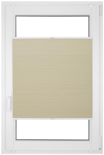 RENA Wabenplissee Thermo Plissee ohne Bohren Verdunklungsplissee Blickdicht Fenster Balkonfenster Balkontür Verdunkelung Sonnenschutz Innen Sichtschutz Hitzeschutz Pearl 130x140 cm von RENA