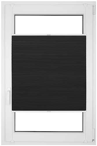 RENA Wabenplissee Thermo Plissee ohne Bohren Verdunklungsplissee Blickdicht Fenster Balkonfenster Balkontür Verdunkelung Sonnenschutz Innen Sichtschutz Hitzeschutz Schwarz 95x160 cm von RENA