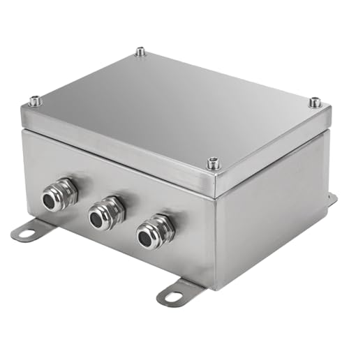 Abzweigdose Elektrokasten Kasten Aus Edelstahl 304, 150 200 300 400 500 600 MM, Wetterfestes Wandgehäuse Für Den Außenbereich Mit 6-12 Mm Kabelverschraubung, Abzweigdose((LxWxD) 200x200x100mm) von RENLXFI