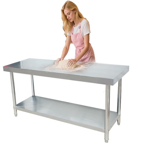RENLXFI 60 80 90 100 120 150 cm Metall Küchentisch, Gewerblicher Edelstahl Arbeitstisch, Werkbank Für Die Vorbereitung Von Küchenrestaurants, 500kg Belastbare Arbeitsplatte(LxW 80x50cm) von RENLXFI