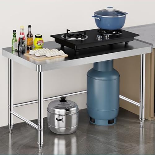 RENLXFI Arbeitstisch Edelstahl Mit Offenem Sockel, 1-stufiger Küchen Catering Bank Vorbereitungstisch Mit 7cm Arbeitsplatte, Werkstatt Wäscherei Garage Mehrzweck Arbeitsplatz(LxW 90x70cm/35.4x27.5in) RENLXFI Arbeitstisch Edelstahl Mit Offenem Sockel, 1-stufiger Küchen Catering Bank Vorbereitungstisch Mit 7cm Arbeitsplatte, Werkstatt Wäscherei Garage Mehrzweck Arbeitsplatz(LxW 90x70cm/35.4x27.5in) von RENLXFI