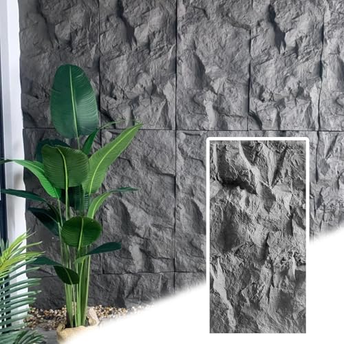 RENLXFI Deckenpaneele Deckenplatten 3D Kunststein Wandpaneele, PU Akzent Hintergrundabdeckung Für Den Innen Außenbereich, DIY wasserdichte Tapete, Dekorative Wandverkleidung(Gray,1 Pack) von RENLXFI