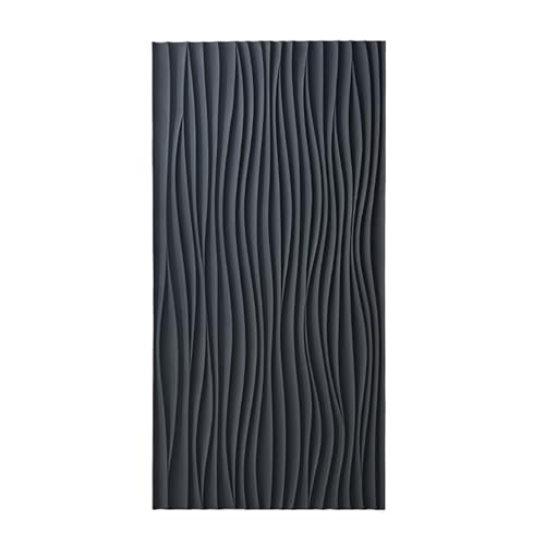 RENLXFI Deckenpaneele Deckenplatten 3D Wandpaneele 30 27 24 21 18 15 12 9 6 3 Pack, PU Wandfliesen Mit Wellenstruktur Für Zuhause, Zuschneidbare Hintergrundwandverkleidung(Black,30 Piece) von RENLXFI