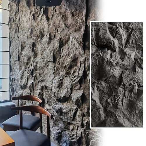 RENLXFI Deckenpaneele Deckenplatten Graue Wandpaneele In Steinoptik, wasserdichte PU Vertäfelung Für Wohnzimmer/Badezimmer/Balkon, Moderne 3D Wandkunst Mit Strukturtapete(8 Pack) von RENLXFI
