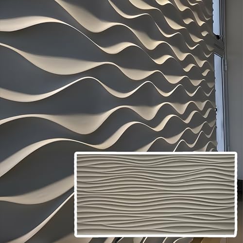 RENLXFI Deckenpaneele Deckenplatten Graue Wandverkleidung Mit Wellenstruktur, Wasserdichtes Hintergrund Wandpaneel Dekor, 1,2mm Dick, Mieterfreundliche Wandfliesen(20 Piece) von RENLXFI