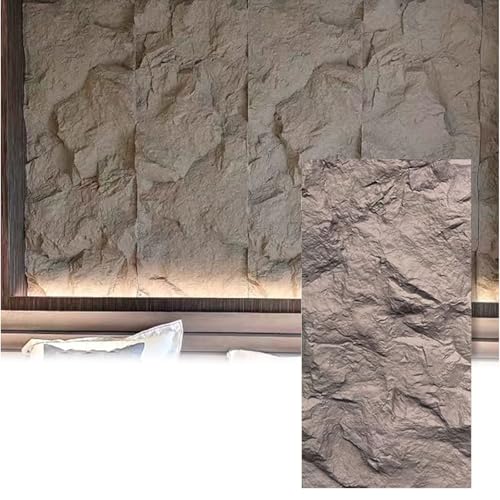 RENLXFI Deckenpaneele Deckenplatten Wanddekorplatte Aus Kunststein Für Die Lobby, PU Wandverkleidung Für Die Innenwanddekoration, Mit Zementstruktur Für Außenbereich(Gray,3 pcs) von RENLXFI