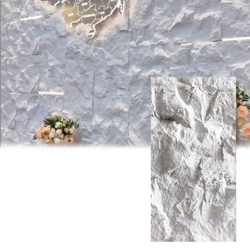 RENLXFI Deckenpaneele Deckenplatten Wanddekorplatte Aus Kunststein Für Die Lobby, PU Wandverkleidung Für Die Innenwanddekoration, Mit Zementstruktur Für Außenbereich(White,1 pcs) von RENLXFI
