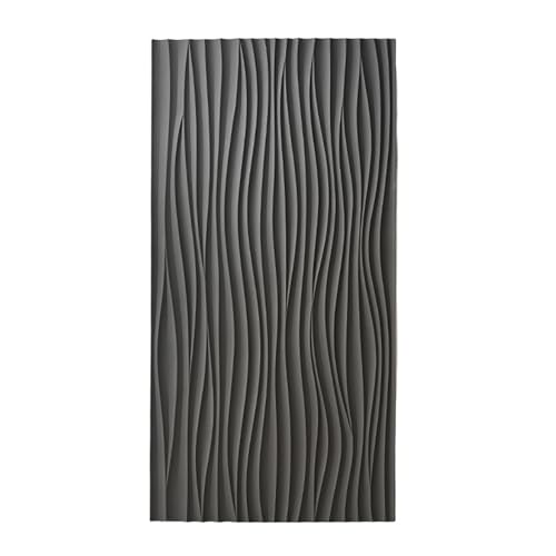 RENLXFI Deckenpaneele Deckenplatten Wave Board Strukturierte 3D Wandpaneele, 1200 X 600 Moderne Pu Tapetenfliesen Hintergrundverkleidung Für Schlafzimmer Kopfteil Badezimmer(Black B,25 Pack) von RENLXFI