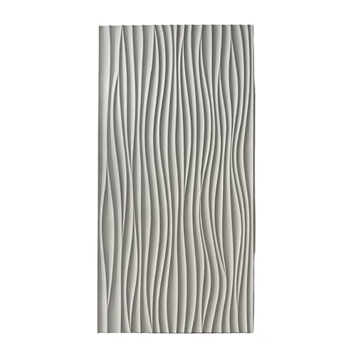 RENLXFI Deckenpaneele Deckenplatten Wave Board Strukturierte 3D Wandpaneele, 1200 X 600 Moderne Pu Tapetenfliesen Hintergrundverkleidung Für Schlafzimmer Kopfteil Badezimmer(Gray A,5 Pack) von RENLXFI