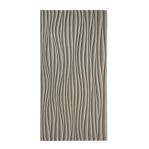 RENLXFI Deckenpaneele Deckenplatten Wave Board Strukturierte 3D Wandpaneele, 1200 X 600 Moderne Pu Tapetenfliesen Hintergrundverkleidung Für Schlafzimmer Kopfteil Badezimmer(Gray B,5 Pack) von RENLXFI