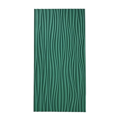 RENLXFI Deckenpaneele Deckenplatten Wave Board Strukturierte 3D Wandpaneele, 1200 X 600 Moderne Pu Tapetenfliesen Hintergrundverkleidung Für Schlafzimmer Kopfteil Badezimmer(Green,5 Pack) von RENLXFI