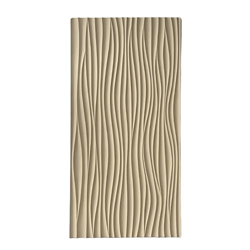 RENLXFI Deckenpaneele Deckenplatten Wave Board Strukturierte 3D Wandpaneele, 1200 X 600 Moderne Pu Tapetenfliesen Hintergrundverkleidung Für Schlafzimmer Kopfteil Badezimmer(Yellow A,1 Pack) von RENLXFI