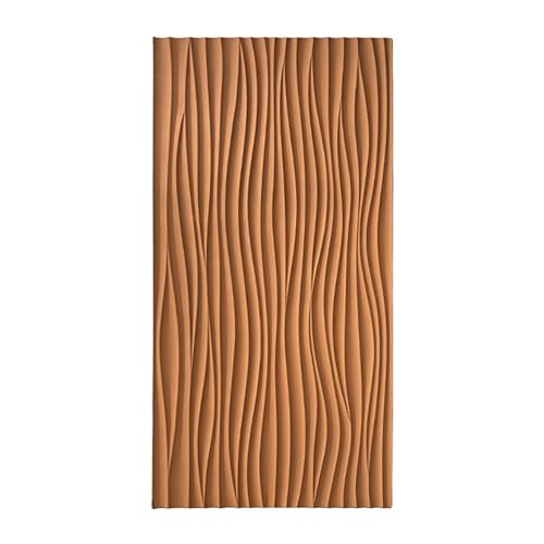 RENLXFI Deckenpaneele Deckenplatten Wave Board Strukturierte 3D Wandpaneele, 1200 X 600 Moderne Pu Tapetenfliesen Hintergrundverkleidung Für Schlafzimmer Kopfteil Badezimmer(Yellow B,10 Pack) von RENLXFI
